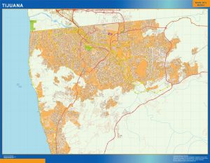 Tijuana Mapa Imantado Enmarcado